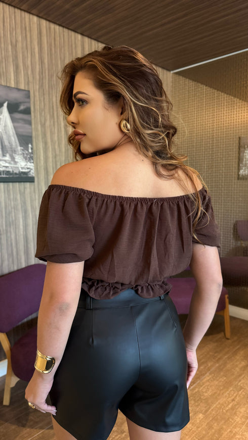 Blusa Ombro a Ombro Chocolate