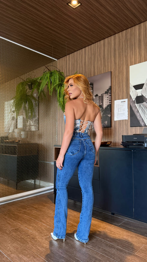 Top Corset Floral Estruturado